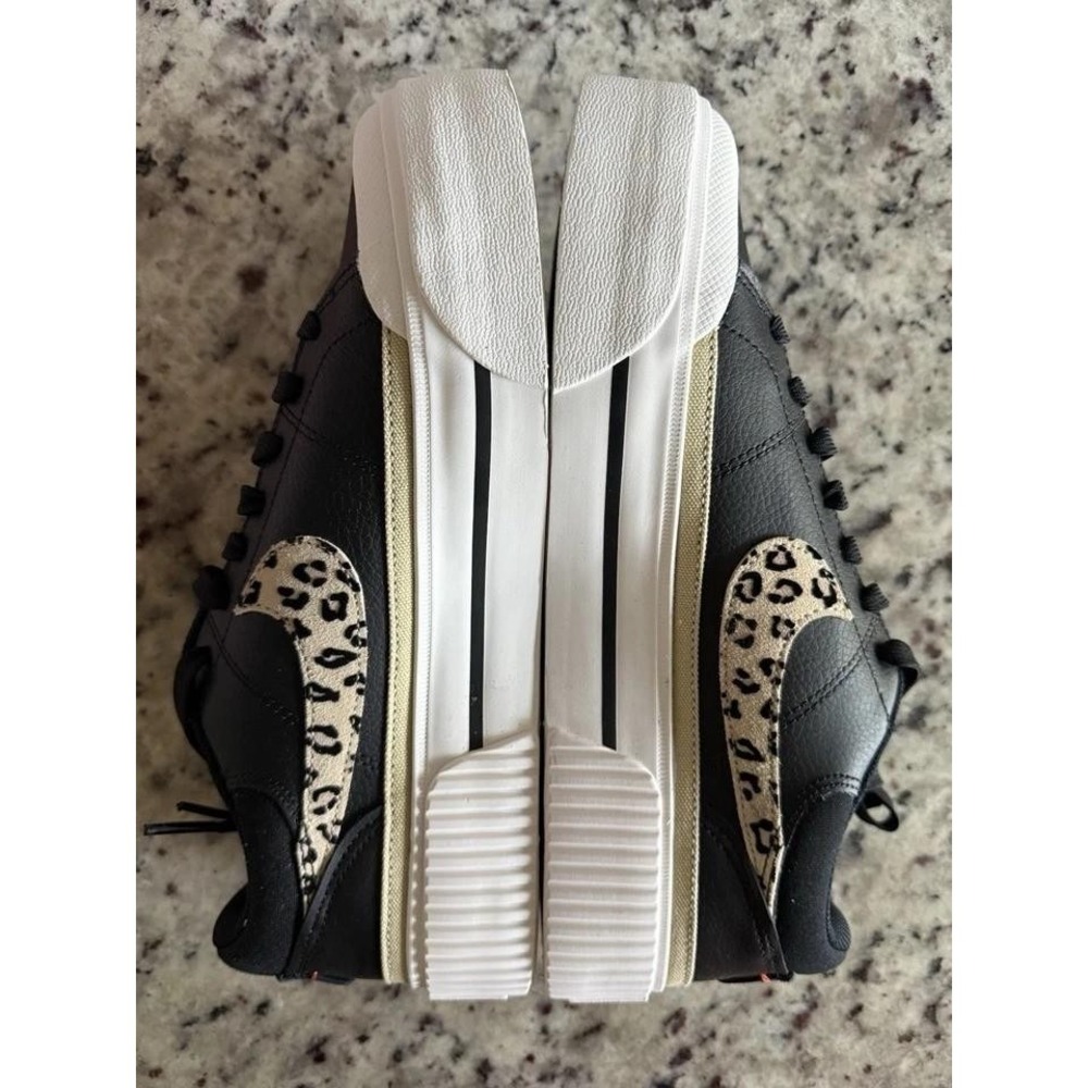 Nike Court Legacy Lift Sneakers Black Khaki Sail HF9548-001 Women's 11 Cheetah - Picture 6 of 7